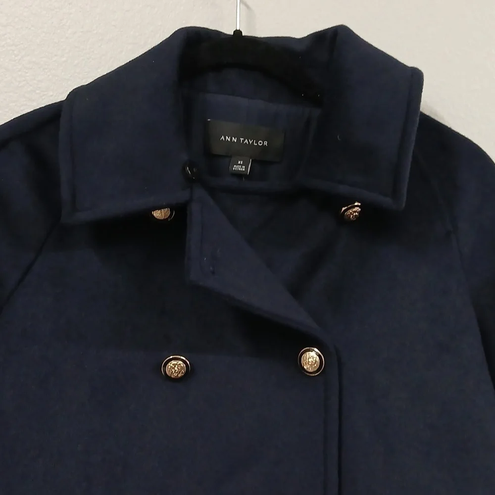 NWT Ann Taylor Elegant Blue Double-Breasted Women's Pea Coat XS - Picture 3 of 8